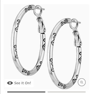 Brighton Oval Hoop Charm Earrings Silver